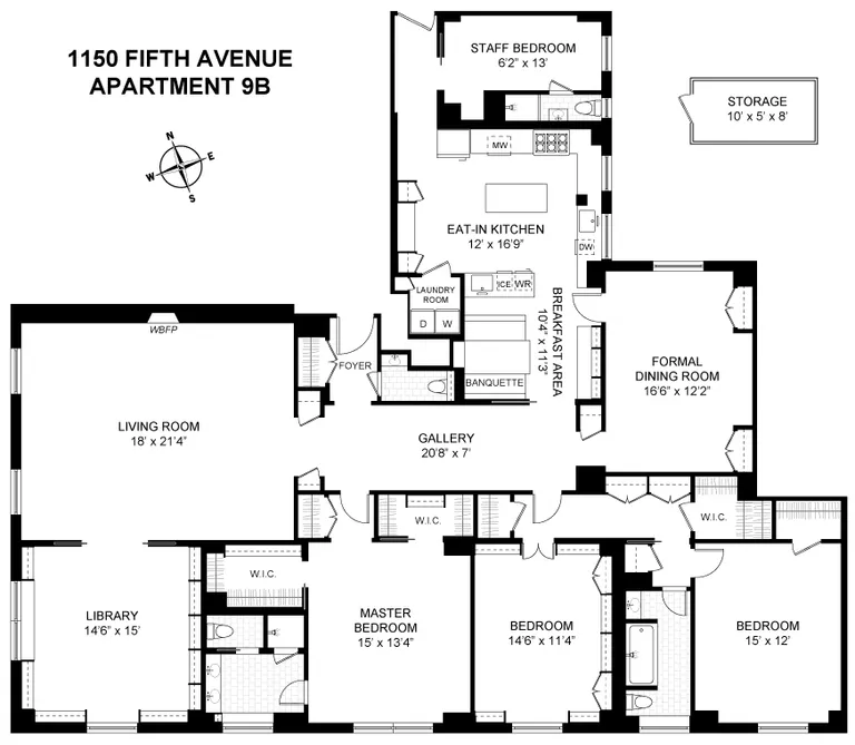 1150 Fifth Avenue, 9B | floorplan | View 15