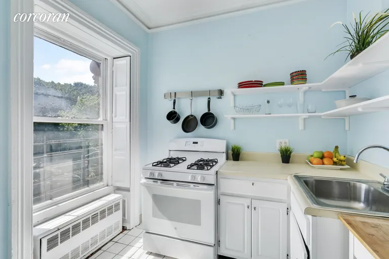 New York City Real Estate | View 164 Washington Park, 3 | Windowed kitchen with stunning views | View 6