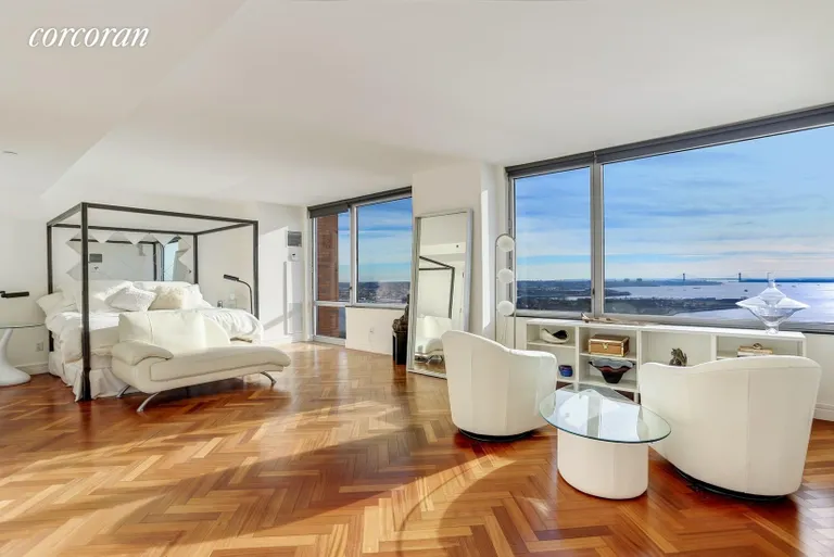 New York City Real Estate | View 10 West Street, 37G | Oversized Master Bedroom with Direct River Views | View 8