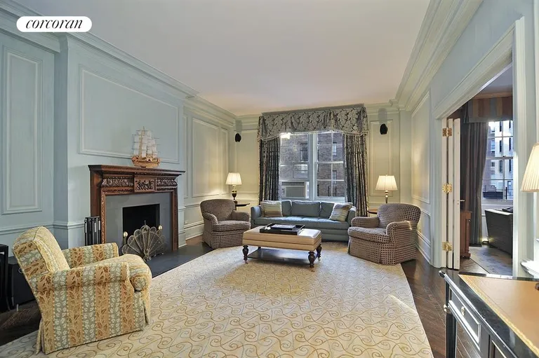 New York City Real Estate | View 850 Park Avenue, 6C | Living Room w/Wood-Burning Fireplace | View 2