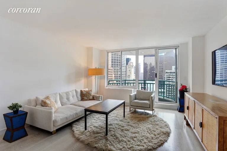 New York City Real Estate | View 145 East 48th Street, 29A | Living Room Staged | View 3