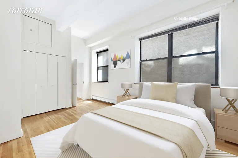 New York City Real Estate | View 130 East 12th Street, 3B | Staged Master Bedroom  | View 3