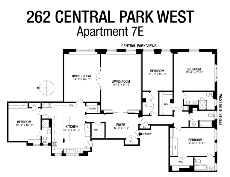 262 Central Park West, 7E | floorplan | View 15
