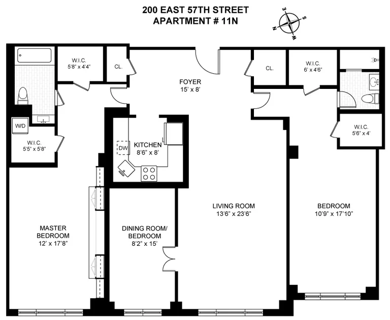 200 East 57th Street, 11N | floorplan | View 11