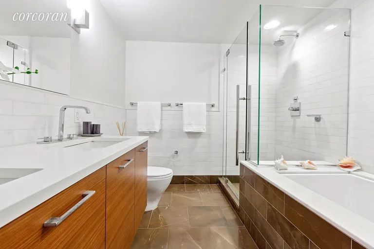 New York City Real Estate | View 291 Union Street, Garden M1 | Marble Master Bathroom | View 9