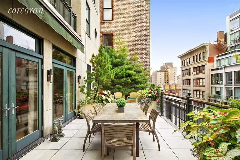New York City Real Estate | View 136 West 22nd Street, PH1 | Landscaped Front Terrace with Automatic Awning | View 7
