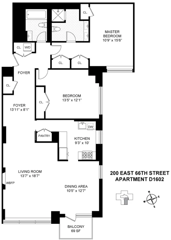 200 East 66th Street, D1602 | floorplan | View 9