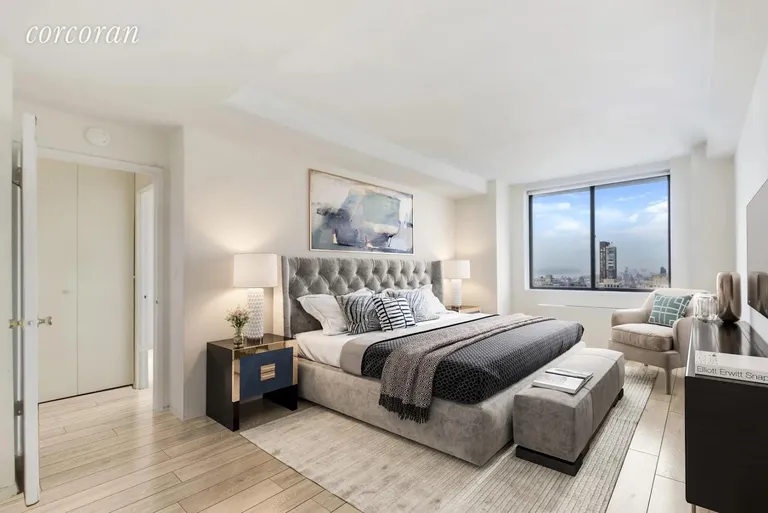 New York City Real Estate | View 347 West 57th Street, PHB | Bedroom Staged
10'11x20'5 fits King Size Bed | View 2