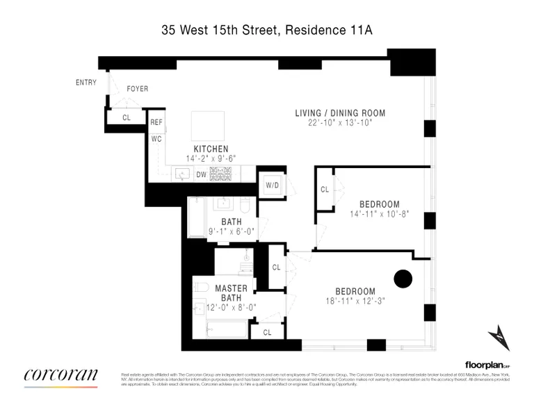 35 West 15th Street, 11A | floorplan | View 7
