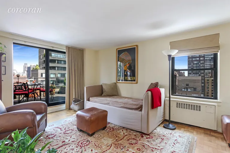 New York City Real Estate | View 301 East 48th Street, 18F | Bedroom with Access to Terrace | View 6