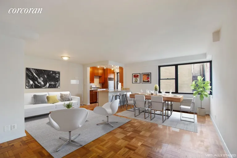 New York City Real Estate | View 175 East 74th Street, 6F | Kitchen / Living Room | View 2