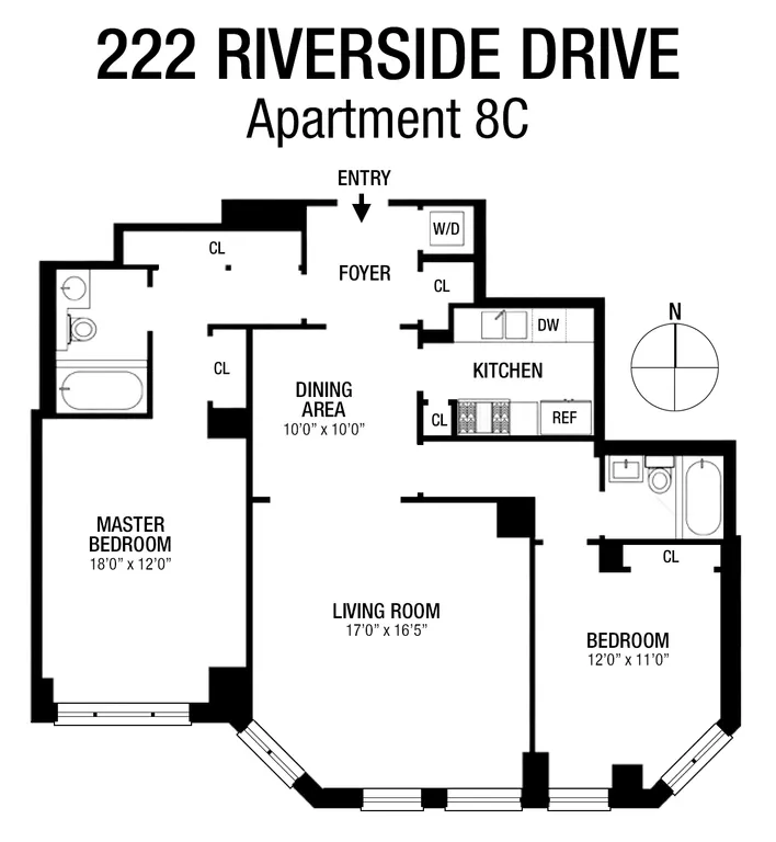 222 Riverside Drive, 8C | floorplan | View 11