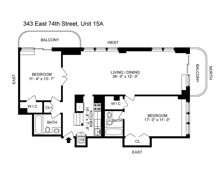 343 East 74th Street, 15A | floorplan | View 8