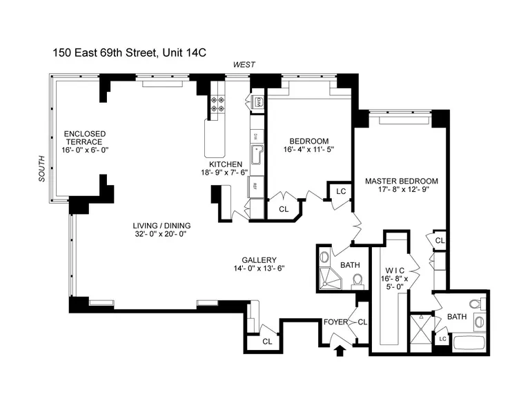 150 East 69th Street, 14C | floorplan | View 11
