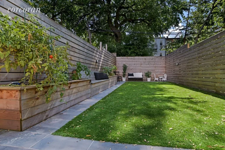 New York City Real Estate | View 300 15th Street | Newly landscaped backyard with built in planters | View 7