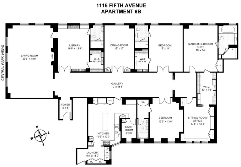 1115 Fifth Avenue, 6B | floorplan | View 15