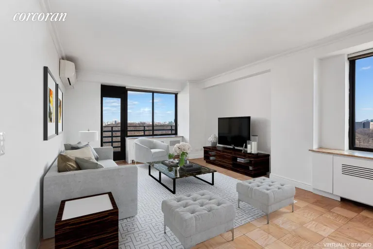 New York City Real Estate | View 372 Central Park West, 15C | Bright Living Room with views of central park | View 4