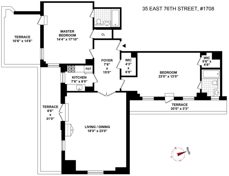 35 East 76th Street, 1708 | floorplan | View 8