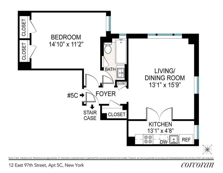 12 East 97th Street, 5C | floorplan | View 7