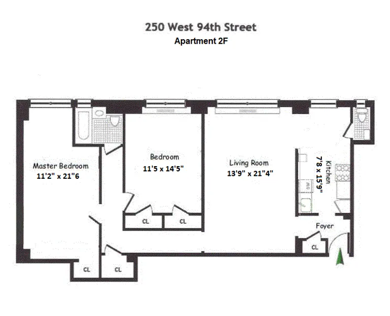 250 West 94th Street, 2F | floorplan | View 7