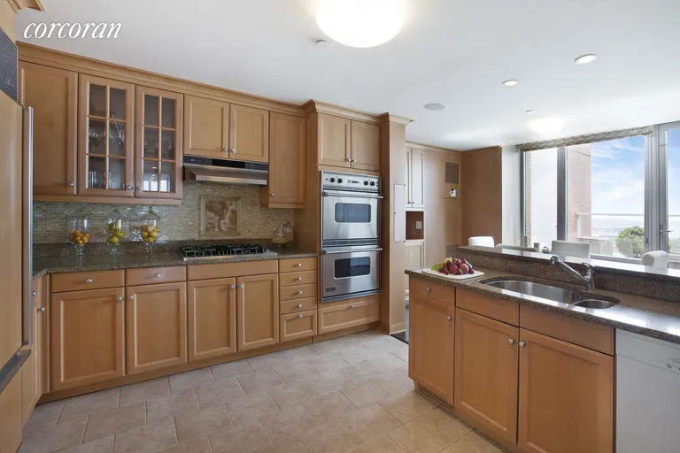 New York City Real Estate | View 10 West Street, PH2C | Open Chef's Kitchen with Direct  River Views | View 12