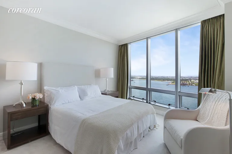 New York City Real Estate | View 10 West Street, PH2C | 2nd Bedroom with Direct Western River Views | View 9