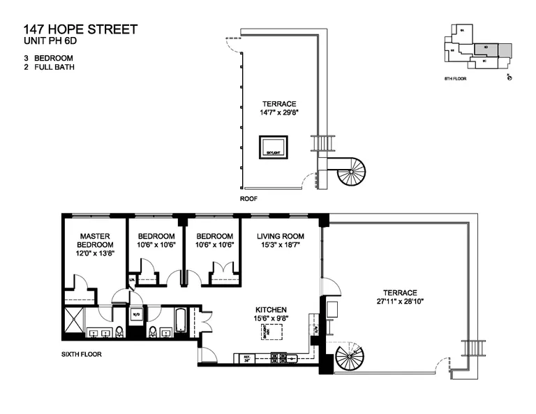 147 Hope Street, PH 6D | floorplan | View 11