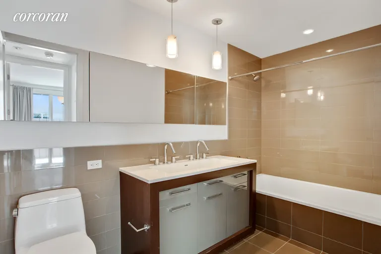 New York City Real Estate | View 125 North 10th Street, NGD | spa-like bathroom with dual sinks & ample storage | View 8