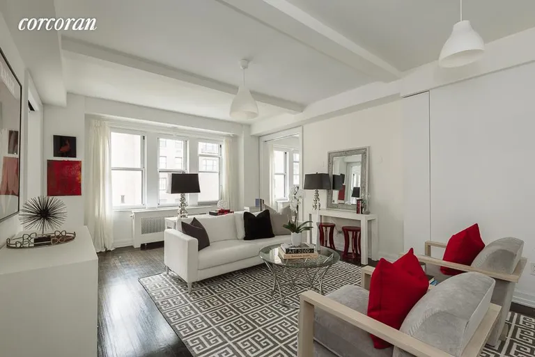 New York City Real Estate | View 157 East 72nd Street, 9HI | Living Room with Southern Views over 72nd Street | View 2