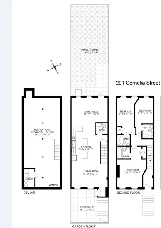 201 Cornelia Street, Garden | floorplan | View 5