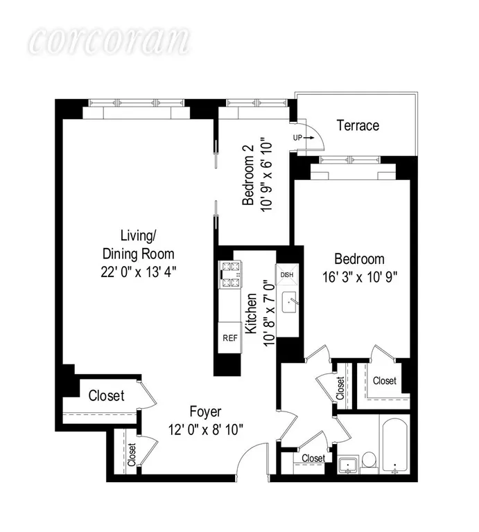 New York City Real Estate | View 2 Fifth Avenue, 11R | Floor Plan | View 8