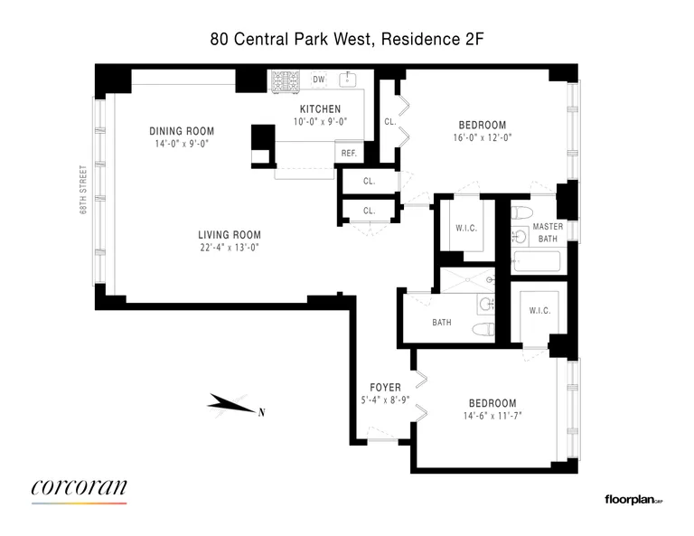 80 Central Park West, 2F | floorplan | View 8