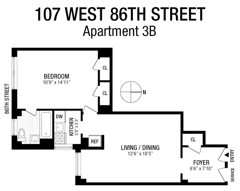 107 West 86th Street, 3B | floorplan | View 7