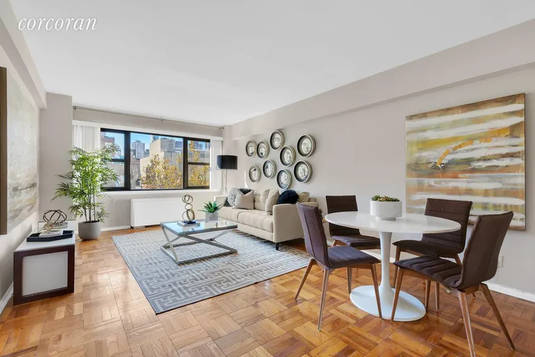 New York City Real Estate | View 345 East 69th Street, 8G | 20'0 long living/dining room | View 2