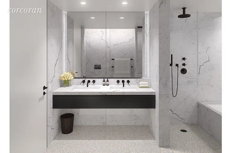 New York City Real Estate | View 16 West 40th Street, 23A | Marble Bath, Wet Room, Soaking Tub | View 10