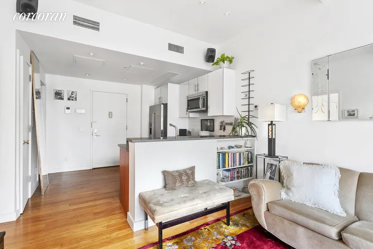 New York City Real Estate | View 269 Kingsland Avenue, 2B | Living Room looking into Open Kitchen | View 4