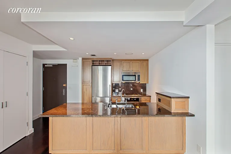 New York City Real Estate | View 333 Rector Place, PH2S | Chef's Kitchen with breakfast bar  | View 3