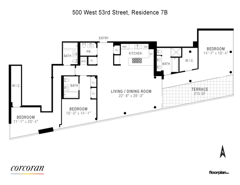 500 West 53rd Street, 7B | floorplan | View 13