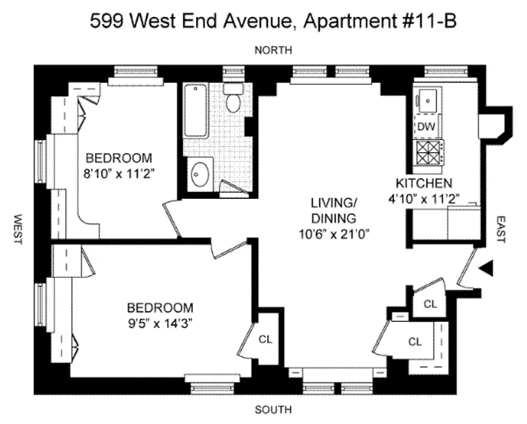 599 West End Avenue, 11B | floorplan | View 5