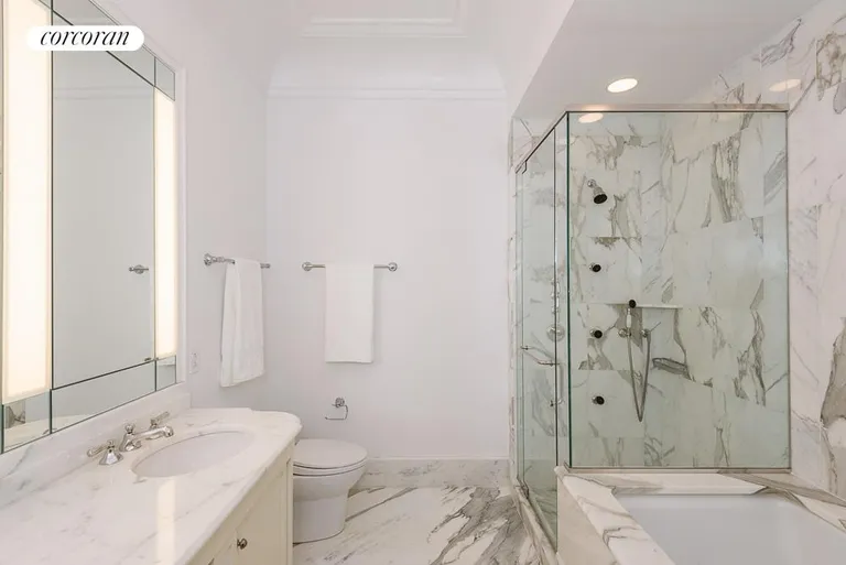 New York City Real Estate | View 15 Central Park West, 6J | Marble Master Bathroom | View 6