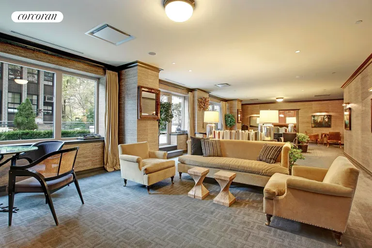 New York City Real Estate | View 200 West End Avenue, 4C | Beautifully-appointed Residents' lounge | View 9