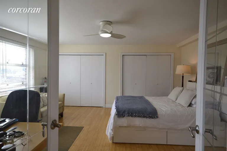 New York City Real Estate | View 70 La Salle Street, 16D | French Doors into Bedroom with a Wall of Closets | View 7