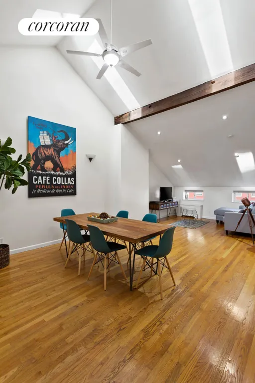 New York City Real Estate | View 16 Leroy Street | Dramatic top floor with 15' high vaulted ceiling. | View 8