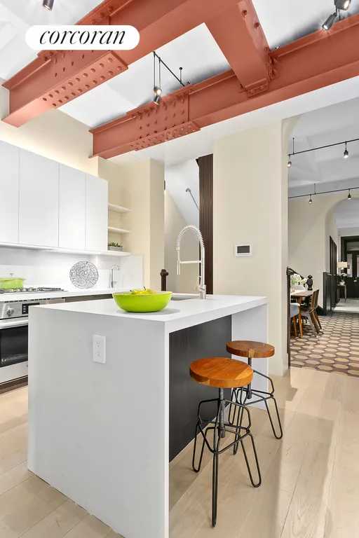 New York City Real Estate | View 148 Columbia Heights, 1 | Unique kitchen with custom cabinets & lighting | View 8