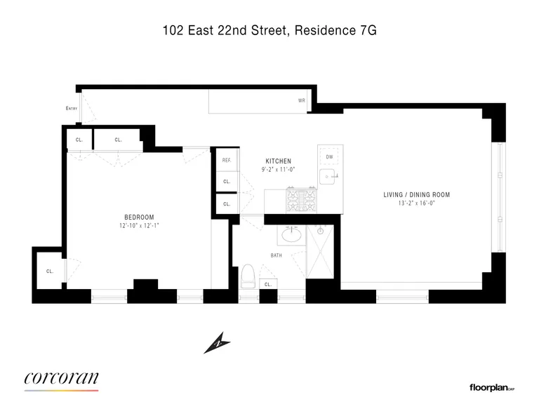 102 East 22nd Street, 7G | floorplan | View 7