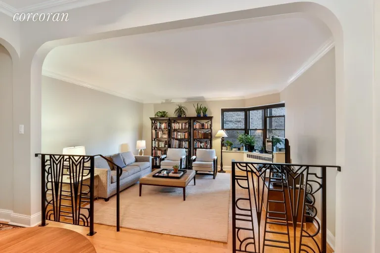 New York City Real Estate | View 225 East 74th Street, 4B | Enter Large Step down LR through Art Deco Railings | View 2