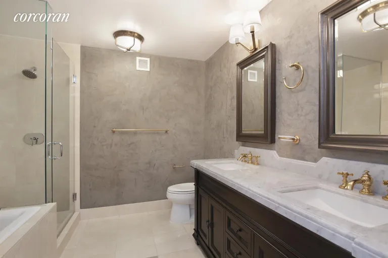 New York City Real Estate | View 30 West Street, 12B | Marble Master Bathroom | View 5