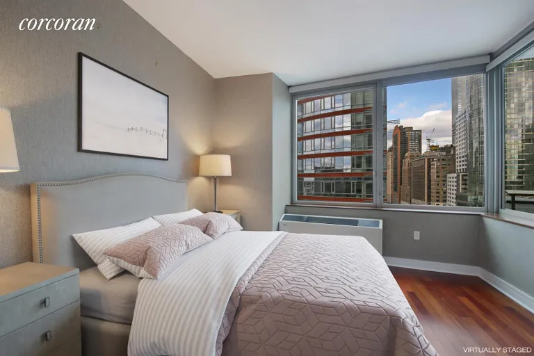 New York City Real Estate | View 30 West Street, 12B | Master Bedroom with Double Exposure | View 20