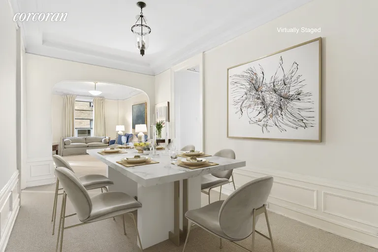 New York City Real Estate | View 780 West End Avenue, 7B | Dining Room virtually staged | View 4