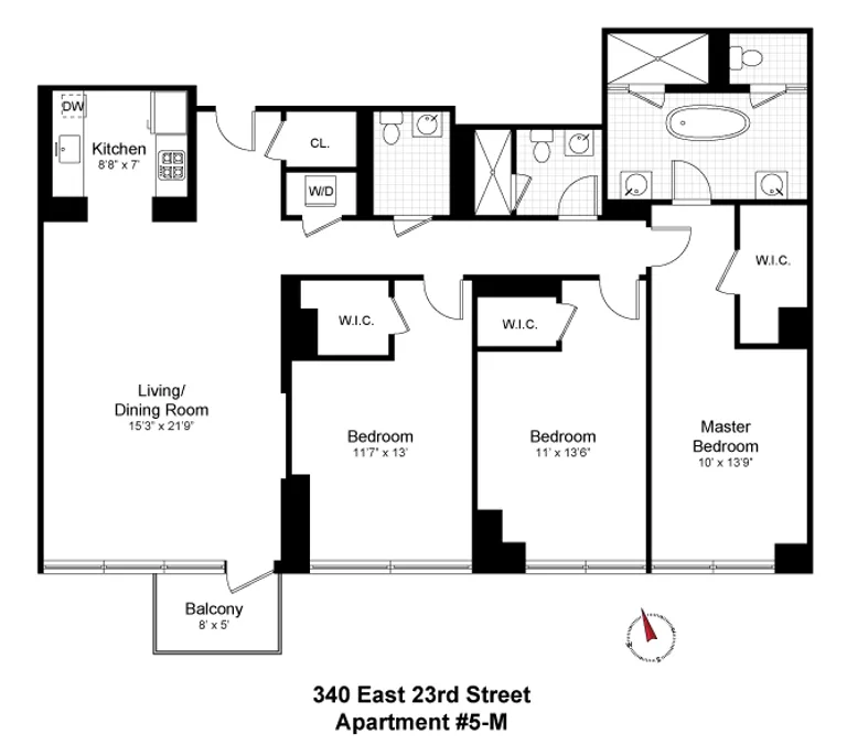 340 East 23rd Street, 5M | floorplan | View 5